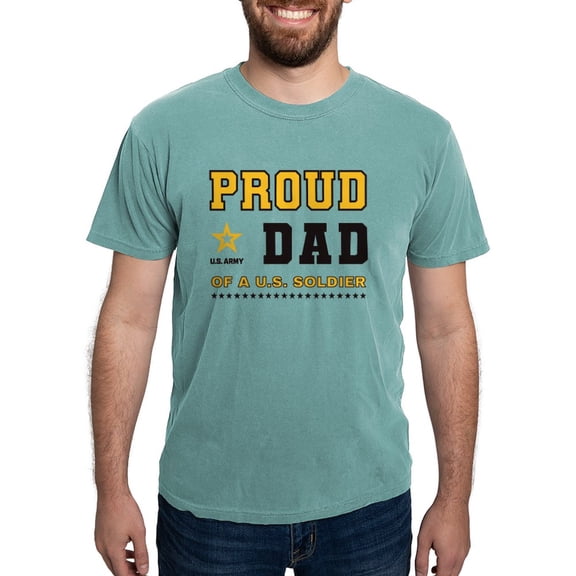 CafePress - Proud Dad Of A Soldier Black And Gold T Shirt - Mens Comfort Colors Shirt