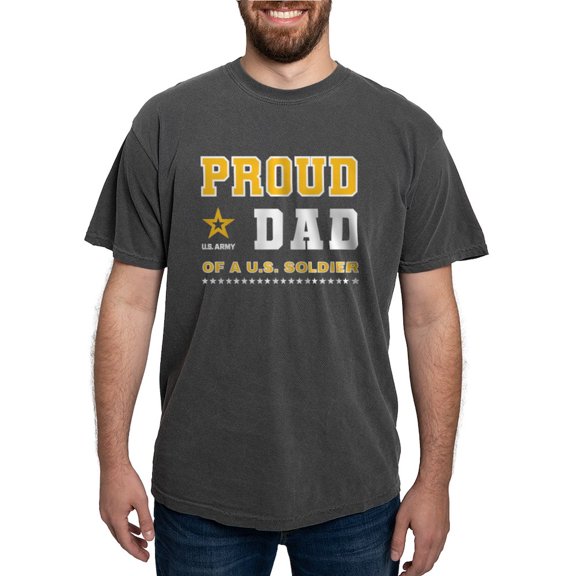 CafePress - Proud Dad Of A Soldier White And Gold T Shirt - Mens Comfort Colors Shirt