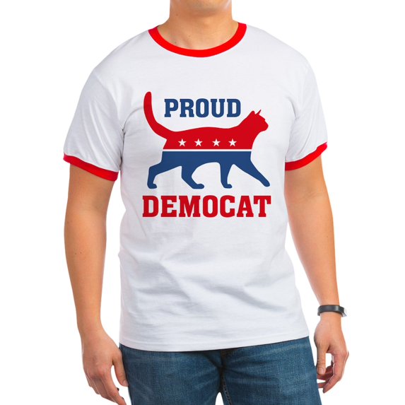 CafePress - Proud Democat Ringer T - 100% Cotton Ringed T-Shirt