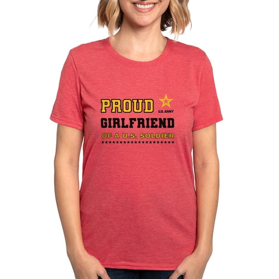 CafePress - Proud Girlfriend Of A Soldier Black And Gold T Shirt - Womens Tri-blend T-Shirt