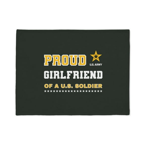 CafePress - Proud Girlfriend Of A Soldier White And Gold - Soft Fleece Throw Stadium Blanket, 30"x40"