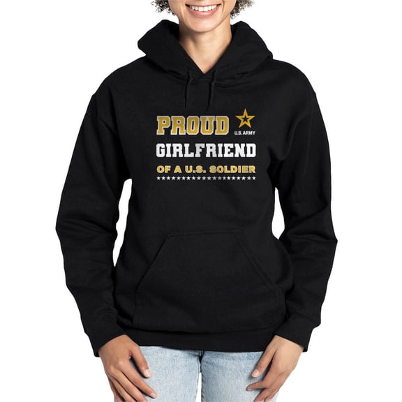 CafePress - Proud Girlfriend Of A Soldier White And Gold Sweatshirt - Pullover Hoodie, Classic & Comfortable Hooded Sweatshirt
