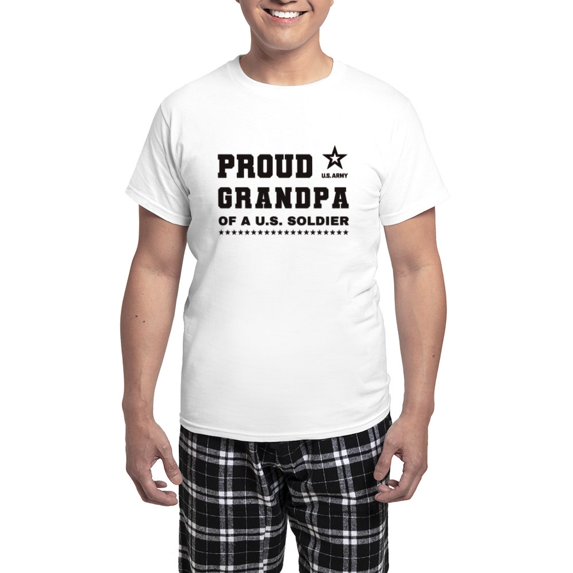 CafePress - Proud Grandpa Of A Soldier Black Pajamas - Men's Light Loose Fit Cotton Pajama Set