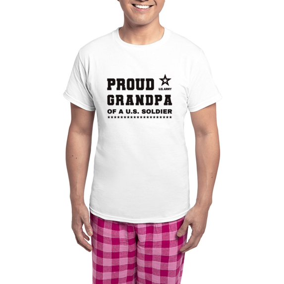 CafePress - Proud Grandpa Of A Soldier Black Pajamas - Men's Light Loose Fit Cotton Pajama Set