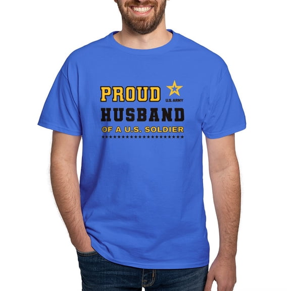 CafePress - Proud Husband Of A Soldier Black And Gold T Shirt - Men's Classic Graphic Cotton T-Shirt
