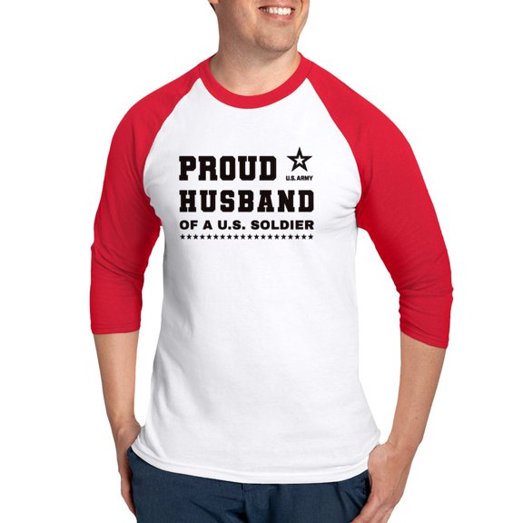 CafePress - Proud Husband Of A Soldier Black Baseball Jersey - Cotton Baseball Jersey, 3/4 Raglan Sleeve Shirt