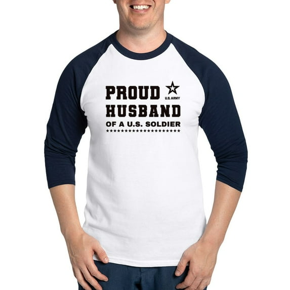 CafePress - Proud Husband Of A Soldier Black Baseball Jersey - Cotton Baseball Jersey, 3/4 Raglan Sleeve Shirt