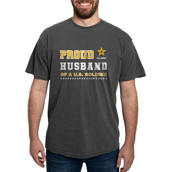 CafePress - Proud Husband Of A Soldier White And Gold T Shirt - Mens Comfort Colors Shirt