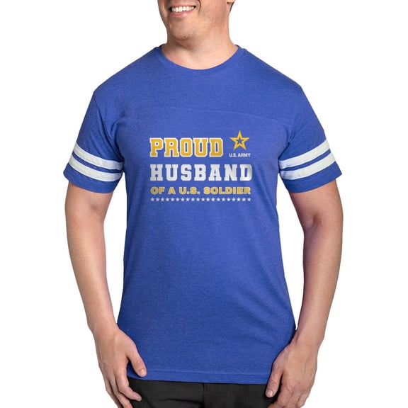 CafePress - Proud Husband Of A Soldier White And Gold T Shirt - Mens Football Shirt