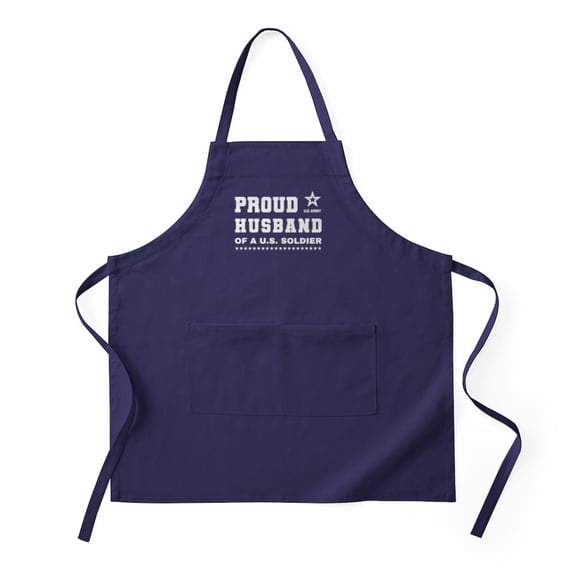 CafePress - Proud Husband Of A Soldier White - Kitchen Apron with Pockets, Grilling Apron, Baking Apron