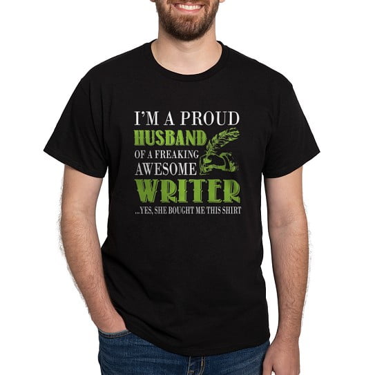 CafePress - Proud Husband Of An Awesome Writer T Shirt T Shirt - Men's Classic Cotton T-Shirts