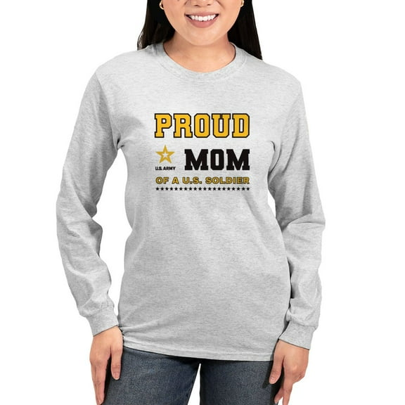 CafePress - Proud Mom Of A Soldier Black And Gold Long Sleeve T Shirt - Women's Long Sleeve Graphic Casual T-Shirt