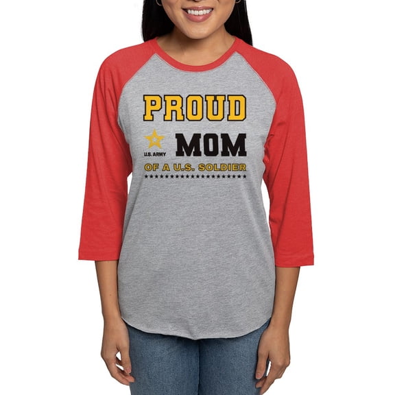 CafePress - Proud Mom Of A Soldier Black And Gold Long Sleeve T Shirt - Womens Baseball Tee