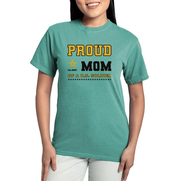 CafePress - Proud Mom Of A Soldier Black And Gold T Shirt - Womens Comfort Colors® Shirt