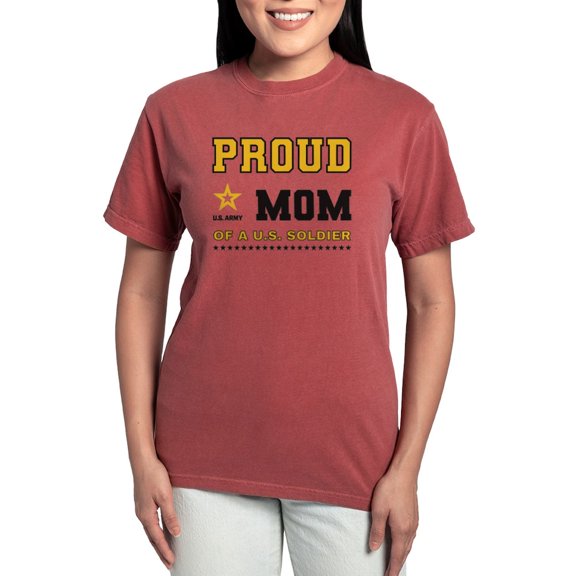 CafePress - Proud Mom Of A Soldier Black And Gold T Shirt - Womens Comfort Colors® Shirt