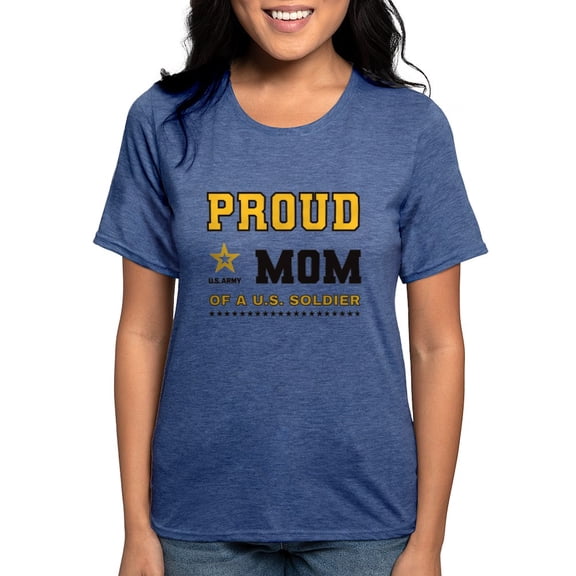 CafePress - Proud Mom Of A Soldier Black And Gold T Shirt - Womens Tri-blend T-Shirt