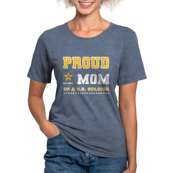 CafePress - Proud Mom Of A Soldier White And Gold T Shirt - Womens Tri-blend T-Shirt