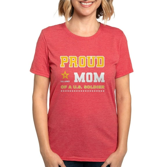 CafePress - Proud Mom Of A Soldier White And Gold T Shirt - Womens Tri-blend T-Shirt