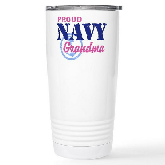 CafePress - Proud Navy Grandma Stainless Steel Travel Mug - Insulated Stainless Steel Travel Tumbler 20 oz.