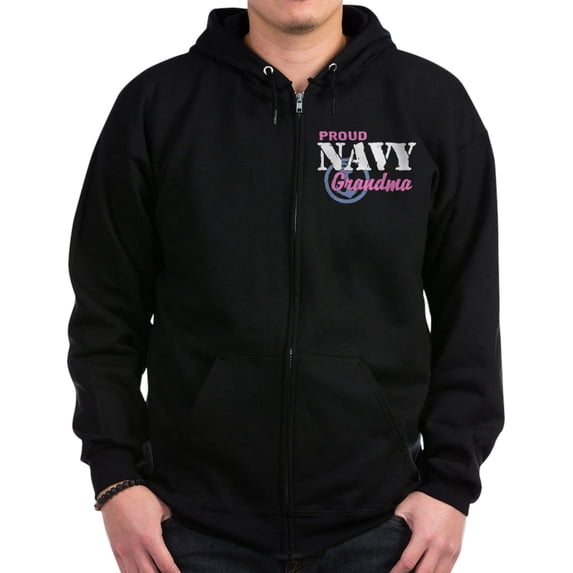CafePress - Proud Navy Grandma Zip Hoodie (Dark) - Zip Hoodie, Classic Hooded Sweatshirt with Metal Zipper