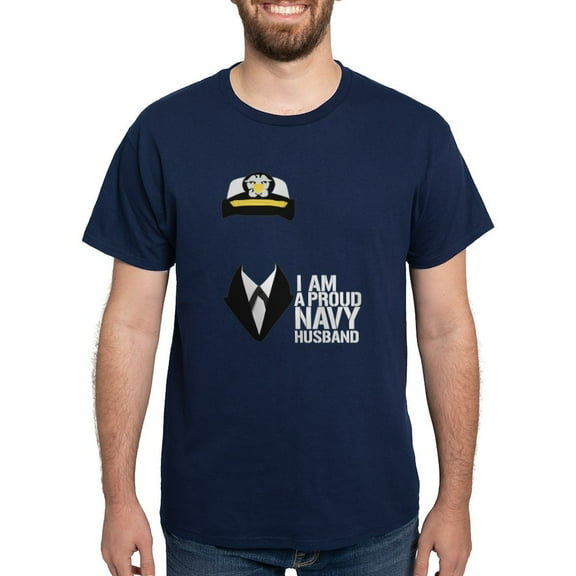 CafePress - Proud Navy Husband Dark T Shirt - Men's Classic Graphic Cotton T-Shirt