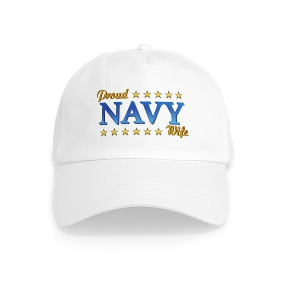 CafePress - Proud Navy Wife Cap - Adjustable 100% Brushed Unisex Casual Cotton Baseball Cap, Beige, 1
