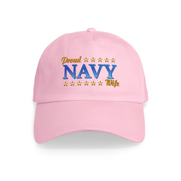 CafePress - Proud Navy Wife Cap - Adjustable 100% Brushed Unisex Casual Cotton Baseball Cap, Beige, 1