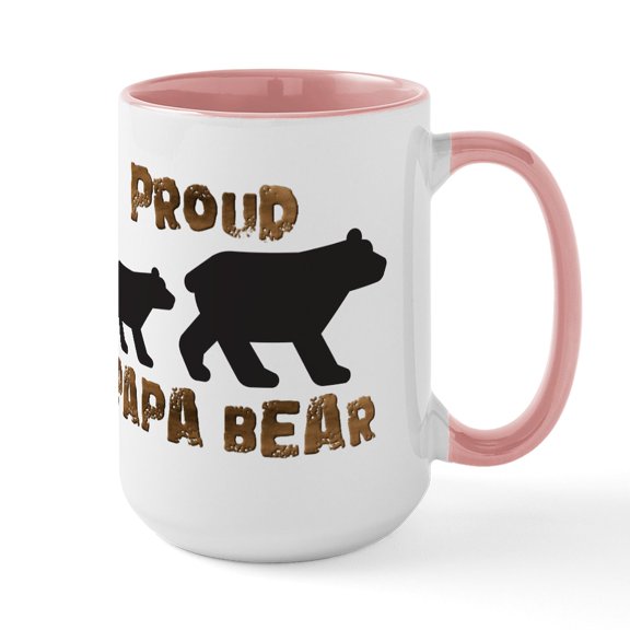 CafePress - Proud Papa Bear Mugs - 15 oz Ceramic Large White Novelty Mug