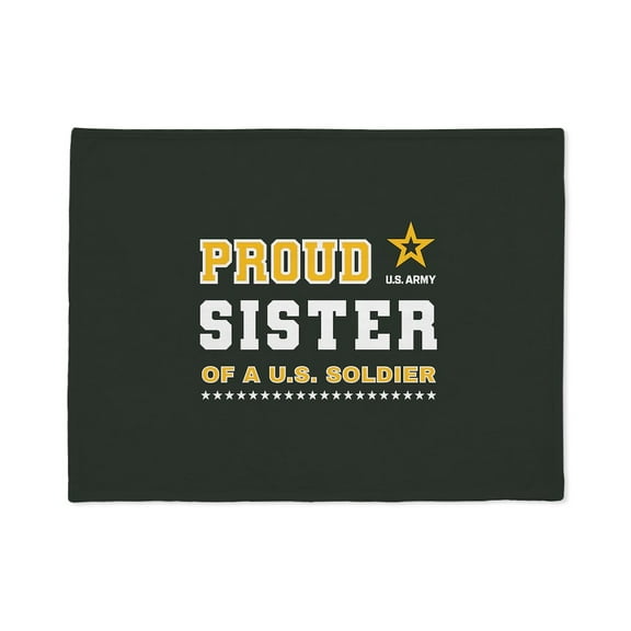 CafePress - Proud Sister Of A Soldier White And Gold - Soft Fleece Throw Stadium Blanket, 30"x40"
