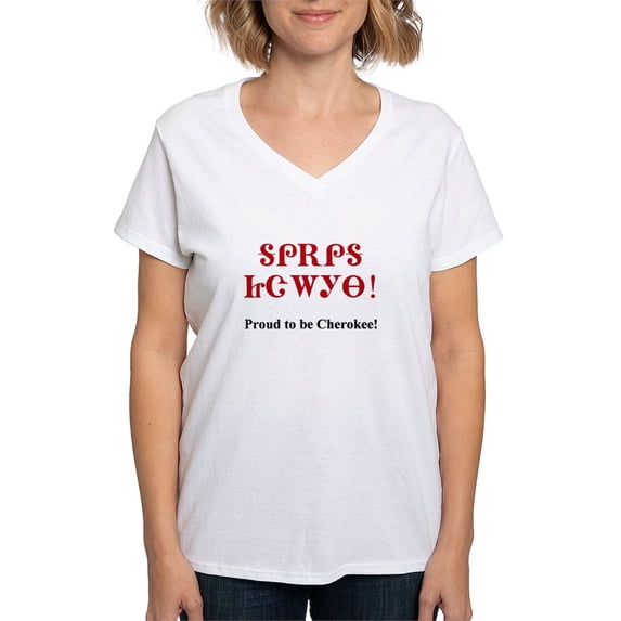 CafePress - Proud To Be Cherokee Women's V Neck T Shirt - Womens Cotton V-Neck T-shirt