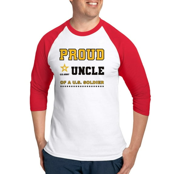 CafePress - Proud Uncle Of A Soldier Black And Gold Baseball Jersey - Cotton Baseball Jersey, 3/4 Raglan Sleeve Shirt