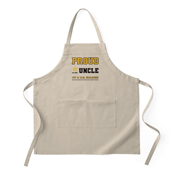 CafePress - Proud Uncle Of A Soldier Black And Gold - Kitchen Apron with Pockets, Grilling Apron, Baking Apron