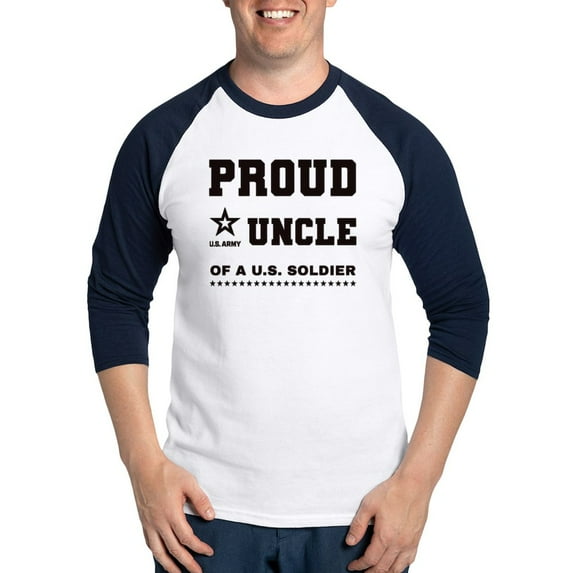 CafePress - Proud Uncle Of A Soldier Black Baseball Jersey - Cotton Baseball Jersey, 3/4 Raglan Sleeve Shirt