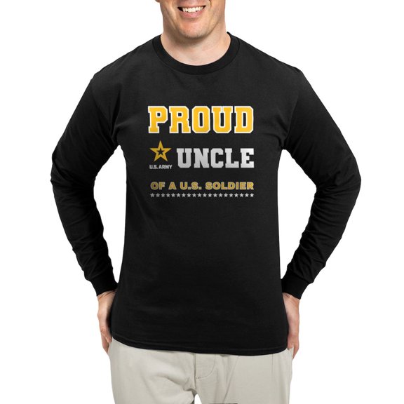 CafePress - Proud Uncle Of A Soldier White And Gold Long Sleeve T Shirt - Long Sleeve Dark T-Shirt