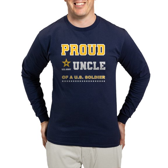 CafePress - Proud Uncle Of A Soldier White And Gold Long Sleeve T Shirt - Long Sleeve Dark T-Shirt