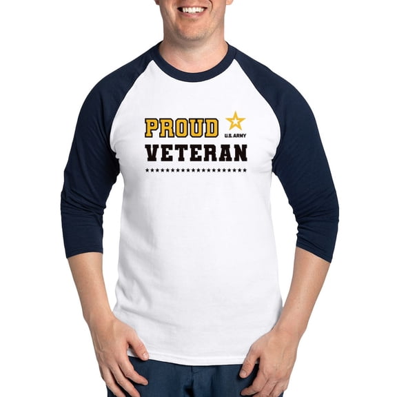 CafePress - Proud Veteran Black And Gold Baseball Jersey - Cotton Baseball Jersey, 3/4 Raglan Sleeve Shirt