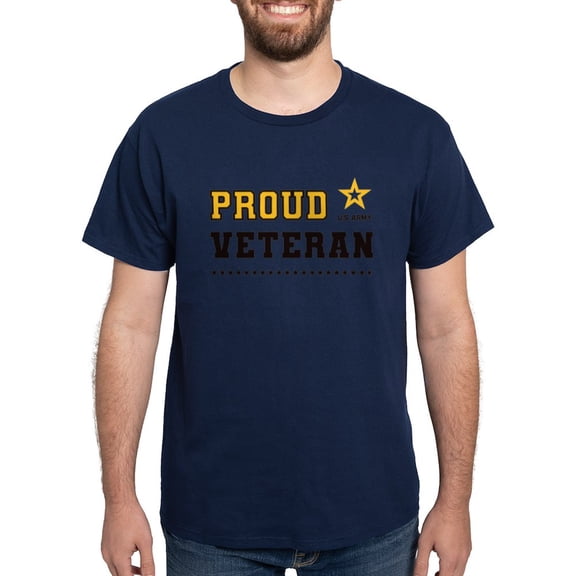 CafePress - Proud Veteran Black And Gold T Shirt - Men's Classic Graphic Cotton T-Shirt