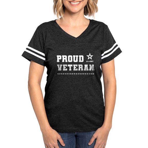 CafePress - Proud Veteran White Women's Football T Shirt - Womens Football Shirt