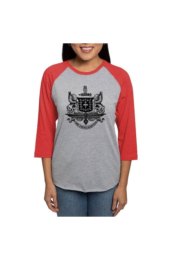 - Psi Upsilon Black And White Crest Long Sleeve T Shirt - Womens Baseball Tee