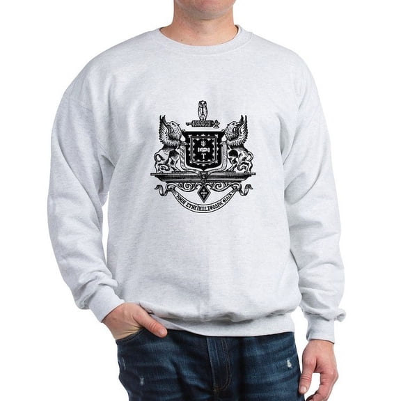 CafePress - Psi Upsilon Black And White Crest Sweatshirt - Crew Neck Sweatshirt