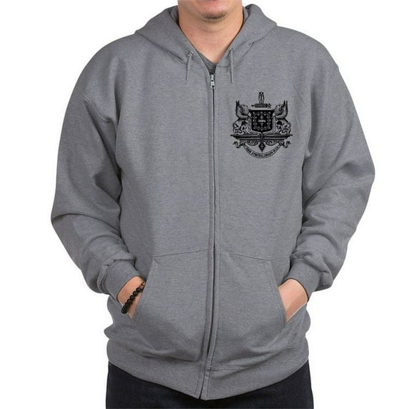 CafePress - Psi Upsilon Black And White Crest Sweatshirt - Zip Hoodie, Classic Hooded Sweatshirt with Metal Zipper