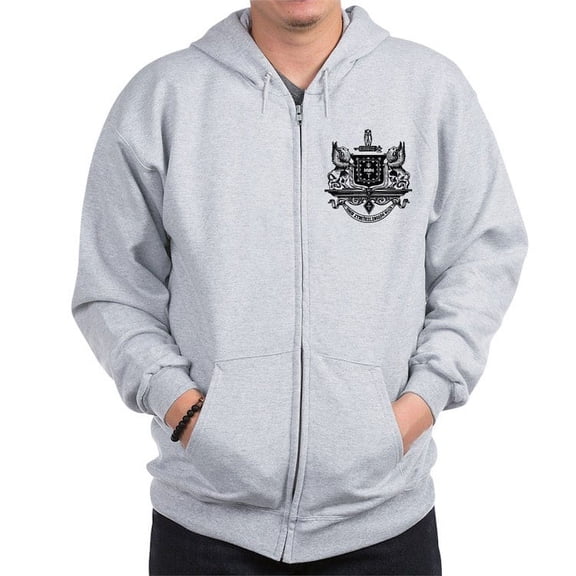 CafePress - Psi Upsilon Black And White Crest Sweatshirt - Zip Hoodie, Classic Hooded Sweatshirt with Metal Zipper