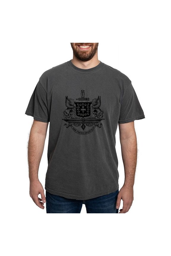 - Psi Upsilon Black And White Crest T Shirt - Mens Comfort Colors Shirt