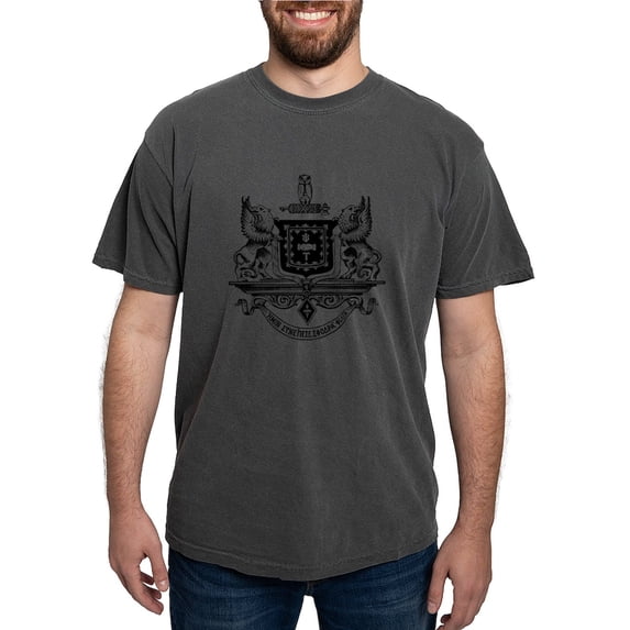 CafePress - Psi Upsilon Black And White Crest T Shirt - Mens Comfort Colors Shirt