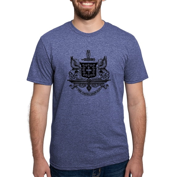 CafePress - Psi Upsilon Black And White Crest T Shirt - Mens Tri-blend T-Shirt