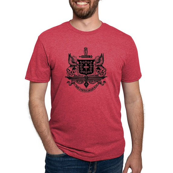 CafePress - Psi Upsilon Black And White Crest T Shirt - Mens Tri-blend T-Shirt