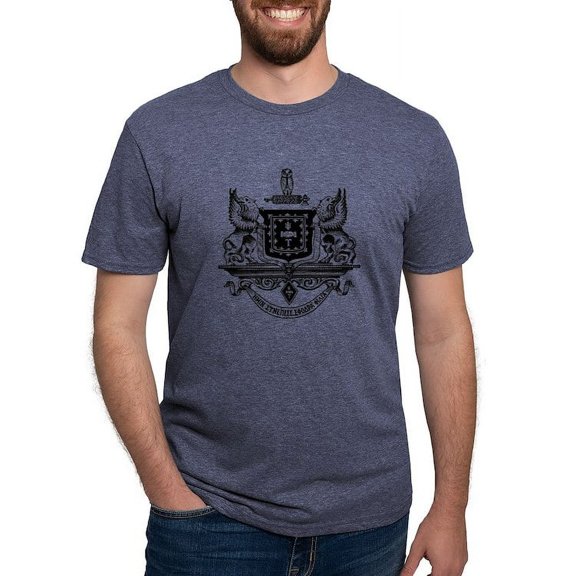 CafePress - Psi Upsilon Black And White Crest T Shirt - Mens Tri-blend T-Shirt