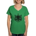 thumbnail image 1 of CafePress - Psi Upsilon Black And White Crest T Shirt - Women's V-Neck Dark T-Shirt, 1 of 4