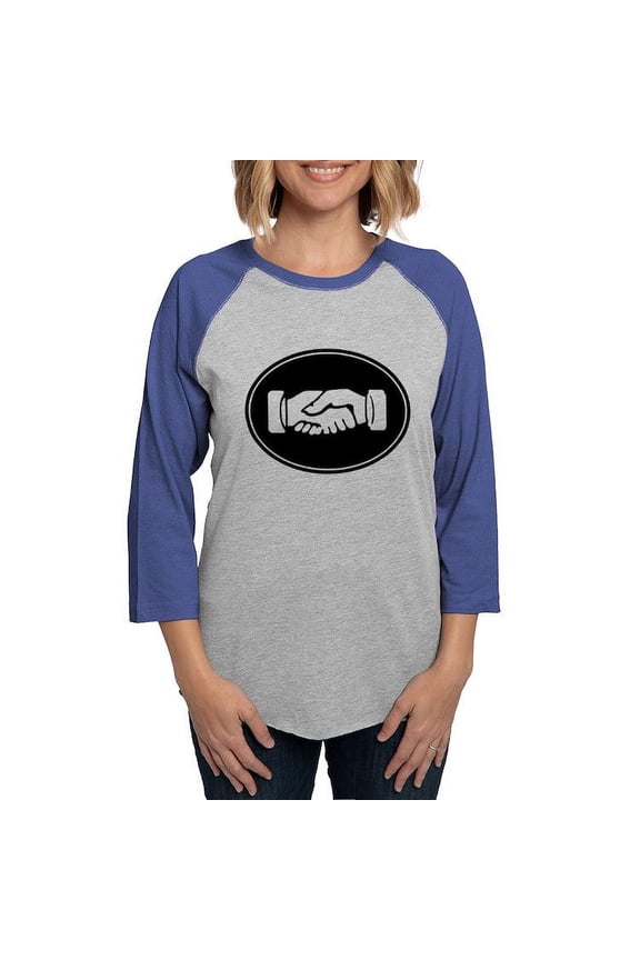 - Psi Upsilon Handshake Long Sleeve T Shirt - Womens Baseball Tee