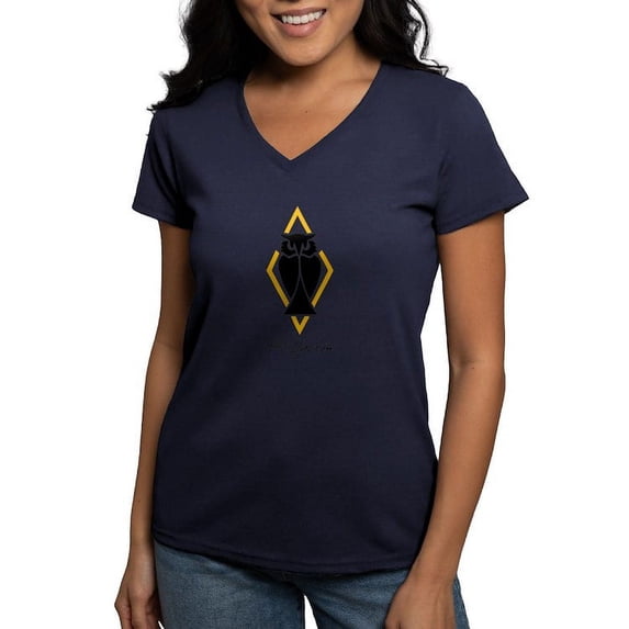 CafePress - Psi Upsilon Owl T Shirt - Women's V-Neck Dark T-Shirt